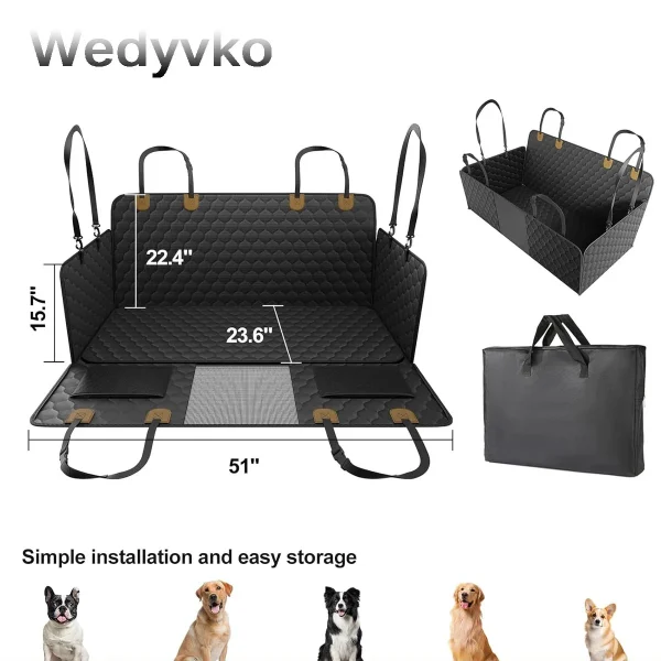 Back Seat Extender for Dogs Seat Bed Supports 400lb