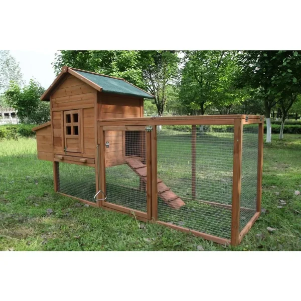 Outdoor Chicken Coop for 2-4 Chickens Wooden House, Cage with Waterproof Asphalt Roof