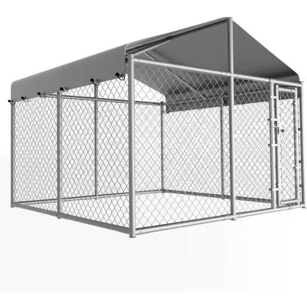 Outside Dog Kennel Large with Roof, made with Galvanized